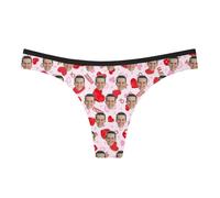 Personalised Thongs Women Briefs With Photo, Custom Soft Boxers With Face On Funny Thong Shorts Boxer Underpants Pink