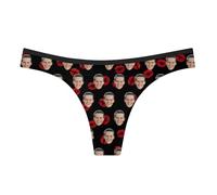 Personalised Thongs Women Briefs With Photo, Custom Soft Boxers With Face On Funny Thong Shorts Boxer Underpants Wine