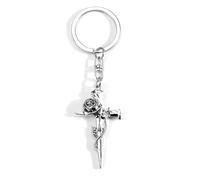 Personalised Thorned Rose Cross Keychain, A Creative Gift for Women, Perfect for Girlfriends, Wives, Mums and Friends, Ideal for Birthdays, Weddings and Special Occasions, Unique Sentimental Present