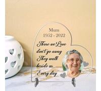 Personalised 'Those we love don't go away' Freestanding Acrylic or MDF Photo Plaque - Memorial Gift with Custom Picture Bereavement Gift Plaque (Small 8.5cm x 8.5cm, Acrylic Indoor & Outdoor Use)