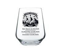 Personalised Three Peaks Glass - Hiking & Climbing Achievement Drinking Glass, Custom Message Gift