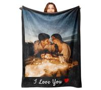 Personalised Throw Blanket Customizable Photo Blanket, Photo Collage Gifts for him or her, Family & Friends Custom Gifts, Special Memory Keepsake Gift, 100x125cm