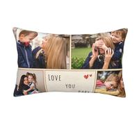 Personalised Throw Pillow Case Cover for Adults Kids, Custom Double Sided Rectangle Cushion Cover with Collage 4 Photos Word Text Name Print, Design Home Decoration for Bedroom Living Room Sofa Chair