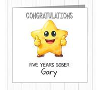 Personalised Thumbs Up Star Sobriety Card - Congratulations On Staying Sober - One Day At A Time - ODAAT