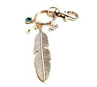 Personalised Tibetan Silver Feather Keychain with Initial, Year & Birthstone, Angels, Wings, Psychic Keyring, Wiccan, Retro, Memorial Charm
