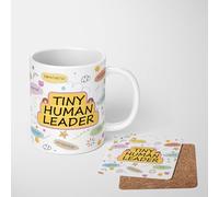 Personalised Tiny Human Leader Mug | Positive Words Design | Standard, Heat-Change or Mug & Coaster Set | Inspirational Kids Coffee Tea Cup Gift | Motivational Drinkware