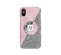 Personalised Tirita Hard Case Cover Compatible with iPhone XR PRINTED GLITTER, NOT REAL GLITTER Moon Stars Marble Glitter Planets Space Custom Initials