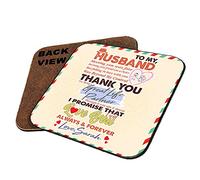 Personalised to My Husband Thank You for Being Great Life Partner Love Any Name - Valentine’s Day Birthday Coaster, Drinks Coaster Coffee-Tea Coaster. (Square Coaster)
