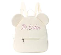 Personalised Todder Backpack, Embroidered Child Backpack with Name, Corduroy Kids Backpack, Custom Kids Rucksack for Girl & Boy, Cute Bear Mini Children Backpack 25cm x 28cm (Beige)
