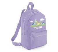 Personalised Toddler Backpack - 3 Dinosaurs Dino Theme Custom Name Rucksack Cute Customised Bag For School Primary Preschool Starting Nursery Holiday Baby Kids Children Nappy Bag - Lavender Small