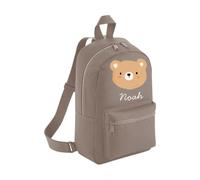 Personalised Toddler Backpack - Brown Cute Teddy Bear Custom Name Rucksack Cute Customised Bag For School Primary Preschool Starting Nursery Holiday Baby Kids Children Nappy Bag - Mushroom Small