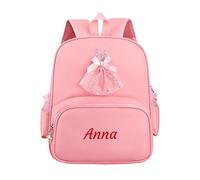 Personalised Toddler Backpack Girls with Embroidered Name, Custom Kids Backpack, 33 * 26cm Mini Children's Backpacks for Girls, Dance Bag Suitable for Travel and Kindergarten (Light Pink)
