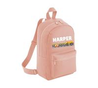 Personalised Toddler Backpack - Road Car Truck Theme Custom Name Rucksack Cute Customised Bag For School Primary Preschool Starting Nursery Holiday Baby Kids Children Nappy Bag - Dusky Pink Small