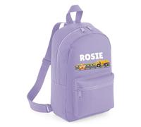 Personalised Toddler Backpack - Road Car Truck Theme Custom Name Rucksack Cute Customised Bag For School Primary Preschool Starting Nursery Holiday Baby Kids Children Nappy Bag - Lavender Small