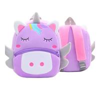 Personalised Toddler Backpack Waterproof Kids Animal Backpack for Boys Girls, Custom Name Nursery School Bag for Toddlers 1-5 Years Old (Purple horse)