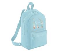 Personalised Toddler Backpack - Woodland Creature Animals Custom Name Rucksack Cute Customised Bag For School Primary Preschool Starting Nursery Holiday Baby Kids Children Nappy Bag - Sky Blue Small