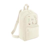 Personalised Toddler Backpack - Woodland Creature Animals Custom Name Rucksack Cute Customised Bag For School Primary Preschool Starting Nursery Holiday Baby Kids Children Nappy Bag - Natural Small