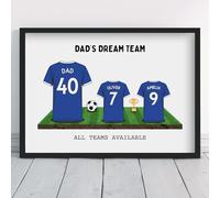 Personalised Toffees Dream Team Shirt Art | All Teams Available | Framed or Prints | Everton Gift for Dad, Grandad, Uncle, Family | Unique Football Footy Fan Wall Keepsake Sports