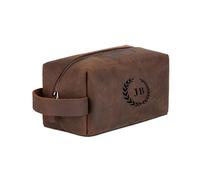 Personalised Toiletry Bag Made of High-Quality Leather - Handmade Toiletry Bag, Leather Dopp Kit for Men and Women, Premium Cosmetic Bag for Travel, Personalised Wash Bag, reddish, Toiletry bag