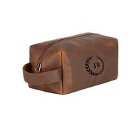 Personalised Toiletry Bag Made of High-Quality Leather - Handmade Toiletry Bag, Leather Dopp Kit for Men and Women, Premium Cosmetic Bag for Travel, Personalised Wash Bag, Dark Tobacco, Toiletry bag