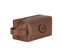 Personalised Toiletry Bag Made of Leather - Handmade Toiletry Bag, Leather Dopp Kit for Men and Women, Premium Cosmetic Bag for Travel, Personalised Wash Bag, Hazelnut-2, Toiletry Bag