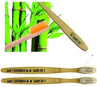 Personalised Toothbrush Any Name x 2, Hands Off ®,Bamboo Any 1 Name Printed ie, Jack, Sarah, Luke etc,Great Personalised Toothbrush Gift