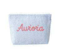 Personalised Tote Bag, Personalised Embroidered Name Organiser Bag - Custom Large Capacity Bubble Fabric Handbag, Foldable Lightweight Shopper, Gift for Women Her (Light Blue,)