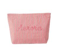 Personalised Tote Bag, Personalised Embroidered Name Organiser Bag - Custom Large Capacity Bubble Fabric Handbag, Foldable Lightweight Shopper, Gift for Women Her (Red)