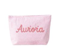 Personalised Tote Bag, Personalised Embroidered Name Organiser Bag - Custom Large Capacity Bubble Fabric Handbag, Foldable Lightweight Shopper, Gift for Women Her (Pink)