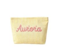 Personalised Tote Bag, Personalised Embroidered Name Organiser Bag - Custom Large Capacity Bubble Fabric Handbag, Foldable Lightweight Shopper, Gift for Women Her (Yellow)