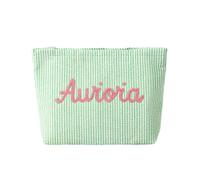 Personalised Tote Bag, Personalised Embroidered Name Organiser Bag - Custom Large Capacity Bubble Fabric Handbag, Foldable Lightweight Shopper, Gift for Women Her (Green)