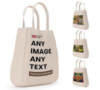 PERSONALISED Tote Cotton Bag CUSTOM Text Photo Logo Print Any Occasion Birthday, Wedding, Shopping, Bag for life (1 SIDED ONLY)