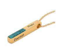 Personalised Totem Necklace with 3D Bar Option with Diamond and Birthstone - Dainty Gift for Christmas, Mother's Day - Custom Jewellery for Her, Women, Mother, Various Colours