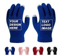 Personalised Touchscreen Gloves - Custom Text/Image/Logo Winter Warm Knitted Gloves For Boys Girls Teens Adults, Outdoor Sports Ski Cycling Cold Weather (Blue)