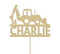 Personalised Tractor Birthday Cake Topper Custom Farm Tractor Cake Decoration Any Name Age | Personalised Cake Topper with Custom Name & Age | Birthday Party Decoration | Champagne Gold
