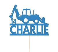 Personalised Tractor Birthday Cake Topper Custom Farm Tractor Cake Decoration Any Name Age | Personalised Cake Topper with Custom Name & Age | Birthday Party Decoration | Blue