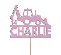 Personalised Tractor Birthday Cake Topper Custom Farm Tractor Cake Decoration Any Name Age | Personalised Cake Topper with Custom Name & Age | Birthday Party Decoration | Baby Pink