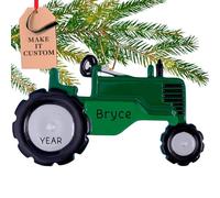 Personalised Tractor Ornament 2026 for Little Girls & Boys, Cool Green Farm