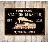PERSONALISED Train Station Master Custom Classic Wall Sign Decor Metal Plaque