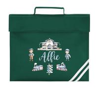 Personalised Trains Book Bag for Boys Custom Name Railway Station Design for Back to School Primary Reception Kids Gift, One Size, Bottle
