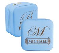 Personalised Travel Jewellery Box with Name and Initials for Women, Custom Small Travel Jewellery Case as Bridesmaid Proposal Gifts, Personalised Gifts for Women, Birthday, Wedding, Christmas, Bridesm