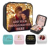 Personalised Travel Jewelry Box for Women Custom Photo Picture Name Logo Leather Jewelry Case Bridesmaid Proposal Gifts Wedding Birthday