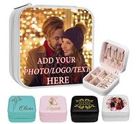 Personalised Travel Jewelry Box for Women Custom Photo Picture Name Logo Leather Jewelry Case Bridesmaid Proposal Gifts Wedding Birthday