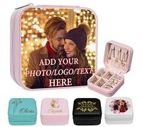 Personalised Travel Jewelry Box for Women Custom Photo Picture Name Logo Leather Jewelry Case Bridesmaid Proposal Gifts Wedding Birthday