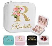 Personalised Travel Jewelry Box Initial Name for Women Custom Leather Jewelry Case Bridesmaid Proposal Gifts Wedding Birthday