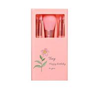 Personalised Travel Makeup Brushes Mini Set with Text Logo Hard Case and Built-in Mirror Easy-taken for Travel Daily Date (Pink)