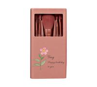 Personalised Travel Makeup Brushes Mini Set with Text Logo Hard Case and Built-in Mirror Easy-taken for Travel Daily Date (Rose Gold)