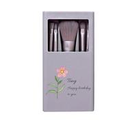 Personalised Travel Makeup Brushes Mini Set with Text Logo Hard Case and Built-in Mirror Easy-taken for Travel Daily Date (Blue)