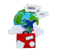 Personalised Travel Ornament 2025 - Fast & Free 24h Customisation - World Traveler Christmas Ornaments for Tree - Custom Gift Wrapped Globe Flying Keepsake for Globetrotters