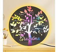 Personalised Tree of Life Mirror Led Light Neon Signs,Custom Family Tree with Member Name 16 Color Changing Light Up Mirror Wall Decor Neon Lights for Bedroom Living Room Home Decorations,Round